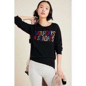 SUNDRY Black "Saturdays & Sundays" Wool Cashmere Knit Sweater, Size 1/S